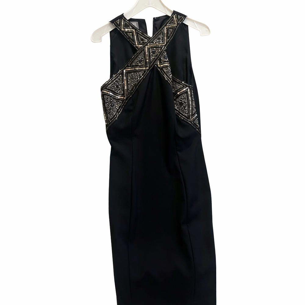 Elegant Black Dress with Gold Accents